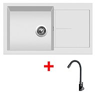 Sinks Infinity 860 Milk + Elasta Matt Black - Kitchen Sink and Tap Set