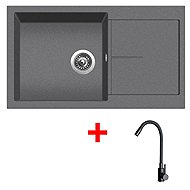 Sinks Infinity 860 Titanium + Elasta Matt Black - Kitchen Sink and Tap Set