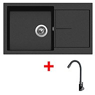 Sinks Infinity 860 Metalblack + Elasta Matt Black - Kitchen Sink and Tap Set