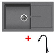 Sinks Infinity 860 Titanium + Elasta S Matt Black - Kitchen Sink and Tap Set