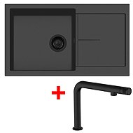 Sinks Infinity 860 Bl Nanoblack + Comforta Nanoblack - Kitchen Sink and Tap Set