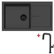 Sinks Infinity 860 Bl Nanoblack + Eva P Nanoblack - Kitchen Sink and Tap Set