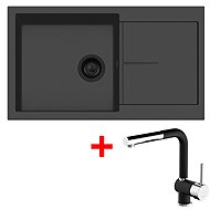 Sinks Infinity 860 Bl Nanoblack + Mix 3 P Nanoblack - Kitchen Sink and Tap Set