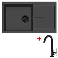 Sinks Infinity 860 Bl Nanoblack + Mix 35 Nanoblack - Kitchen Sink and Tap Set