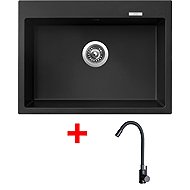Sinks Maximo 680 Pureblack + Elasta Matt Black - Kitchen Sink and Tap Set