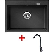 Sinks Maximo 680 Metalblack + Elasta Matt Black - Kitchen Sink and Tap Set