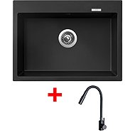 Sinks Maximo 680 Pureblack + Elasta S Matt Black - Kitchen Sink and Tap Set