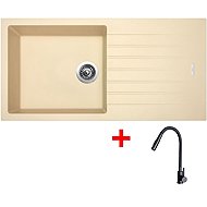 Sinks Perfecto 1000 Sahara + Elasta S Matt Black - Kitchen Sink and Tap Set