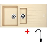 Sinks Perfecto 1000.1 Sahara + Elasta Matt Black - Kitchen Sink and Tap Set