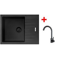 Sinks Perfecto 650 Bl Pureblack + Arco Matt Black - Kitchen Sink and Tap Set