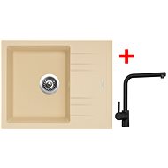 Sinks LINEA 600 Sahara + Elka black matt - Kitchen Sink and Tap Set