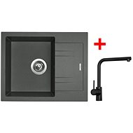 Sinks LINEA 600 Titanium + Elka black matt - Kitchen Sink and Tap Set