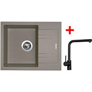 Sinks LINEA 600 Truffle + Elka black matt - Kitchen Sink and Tap Set