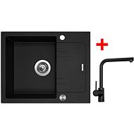 Sinks LINEA 600 XC Granblack + Elka black matt - Kitchen Sink and Tap Set