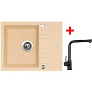 Sinks LINEA 600 XC Sahara + Elka black matt - Kitchen Sink and Tap Set