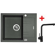 Sinks LINEA 600 XC Titanium + Elka black matt - Kitchen Sink and Tap Set