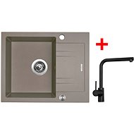 Sinks LINEA 600 XC Truffle + Elka black matt - Kitchen Sink and Tap Set