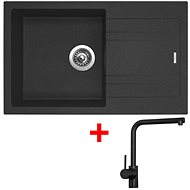Sinks LINEA 780 Granblack + Elka black matt - Kitchen Sink and Tap Set