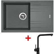 Sinks LINEA 780 Titanium + Elka black matt - Kitchen Sink and Tap Set