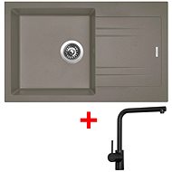 Sinks LINEA 780 Truffle + Elka black matt - Kitchen Sink and Tap Set