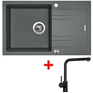 Sinks LINEA 780 XC Titanium + Elka black matt - Kitchen Sink and Tap Set