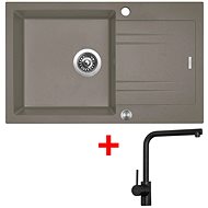 Sinks LINEA 780 XC Truffle + Elka black matt - Kitchen Sink and Tap Set