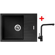 Sinks PERFECTO 650 Metalblack + Elka black matt - Kitchen Sink and Tap Set