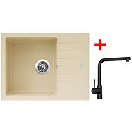 Sinks PERFECTO 650 Sahara + Elka black matt - Kitchen Sink and Tap Set