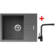 Sinks PERFECTO 650 Titanium + Elka black matt - Kitchen Sink and Tap Set