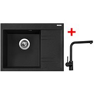 Sinks RIM 650 L Granblack + Elka black matt - Kitchen Sink and Tap Set