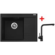 Sinks RIM 650 L Metalblack + Elka black matt - Kitchen Sink and Tap Set