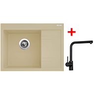 Sinks RIM 650 L Sahara + Elka black matt - Kitchen Sink and Tap Set