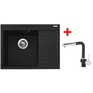 Sinks RIM 650 L Metalblack + Mix 3 P GR - Kitchen Sink and Tap Set