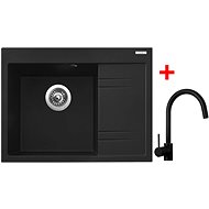 Sinks RIM 650 L Metalblack + Vitalia černá matná - Kitchen Sink and Tap Set
