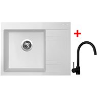 Sinks RIM 650 L Milk + Vitalia černá matná - Kitchen Sink and Tap Set