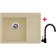 Sinks RIM 650 L Sahara + Vitalia černá matná - Kitchen Sink and Tap Set