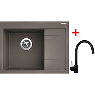 Sinks RIM 650 L Truffle + Vitalia černá matná - Kitchen Sink and Tap Set