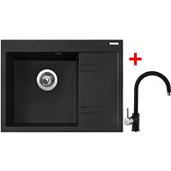 Sinks RIM 650 L Granblack + Vitalia GR - Kitchen Sink and Tap Set