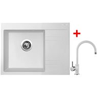 Sinks RIM 650 L Milk + Vitalia GR - Kitchen Sink and Tap Set