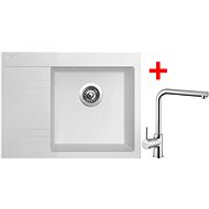 Sinks RIM 650 P Milk + Elka - Kitchen Sink and Tap Set