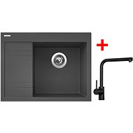 Sinks RIM 650 P Titanium + Elka black matt - Kitchen Sink and Tap Set