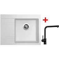 Sinks RIM 650 P Milk + Elka black matt - Kitchen Sink and Tap Set