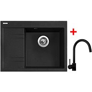 Sinks RIM 650 P Granblack + Vitalia černá matná - Kitchen Sink and Tap Set