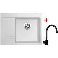 Sinks RIM 650 P Milk + Vitalia černá matná - Kitchen Sink and Tap Set