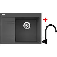 Sinks RIM 650 P Titanium + Vitalia černá matná - Kitchen Sink and Tap Set