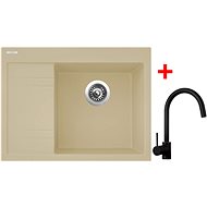 Sinks RIM 650 P Sahara + Vitalia černá matná - Kitchen Sink and Tap Set