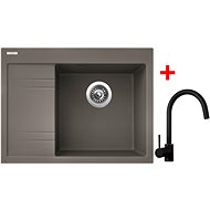 Sinks RIM 650 P Truffle + Vitalia černá matná - Kitchen Sink and Tap Set