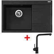 Sinks RIM 780 L Granblack + Elka black matt - Kitchen Sink and Tap Set