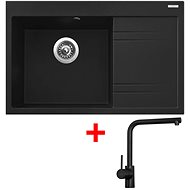 Sinks RIM 780 L Metalblack + Elka black matt - Kitchen Sink and Tap Set