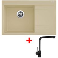 Sinks RIM 780 L Sahara + Elka black matt - Kitchen Sink and Tap Set